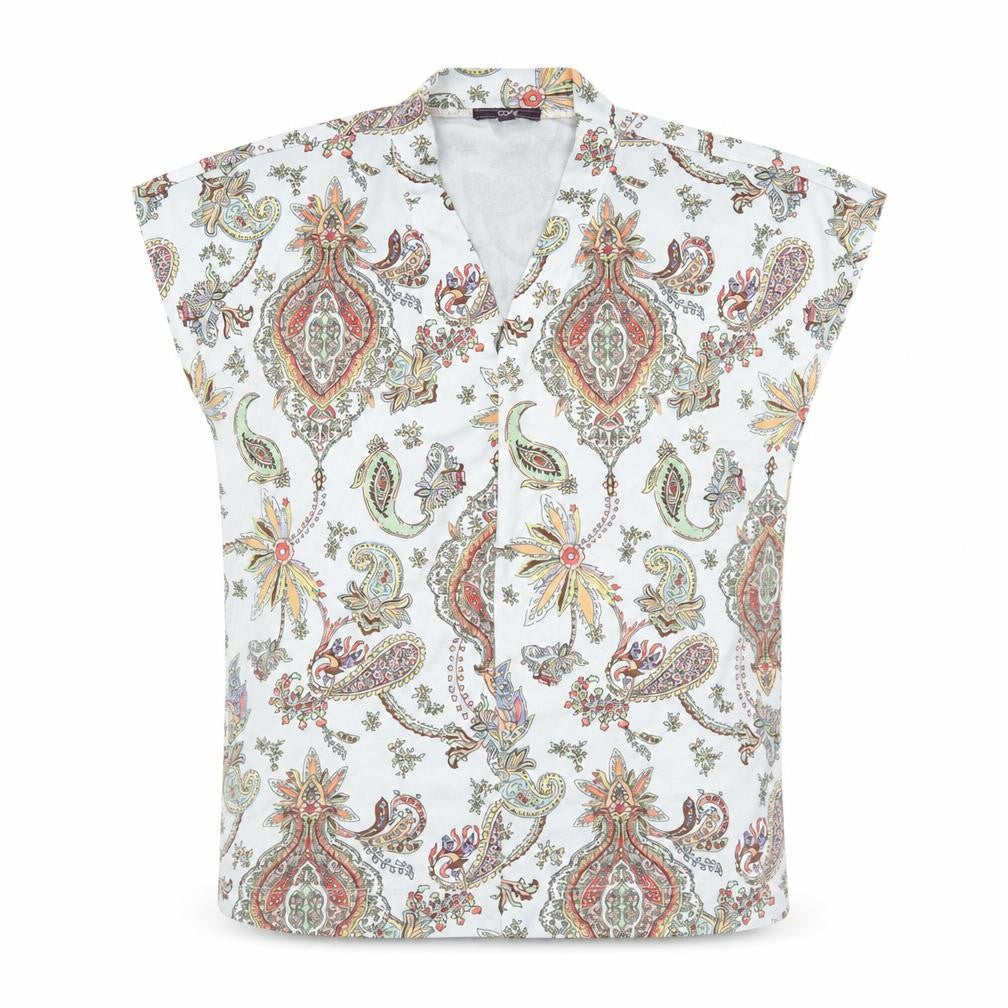 Code Womens Grey Paisley Polyester Basic T-Shirt Size 10 V-Neck