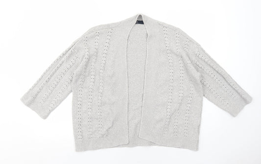 EWM Womens Grey V-Neck Cotton Cardigan Jumper Size 18