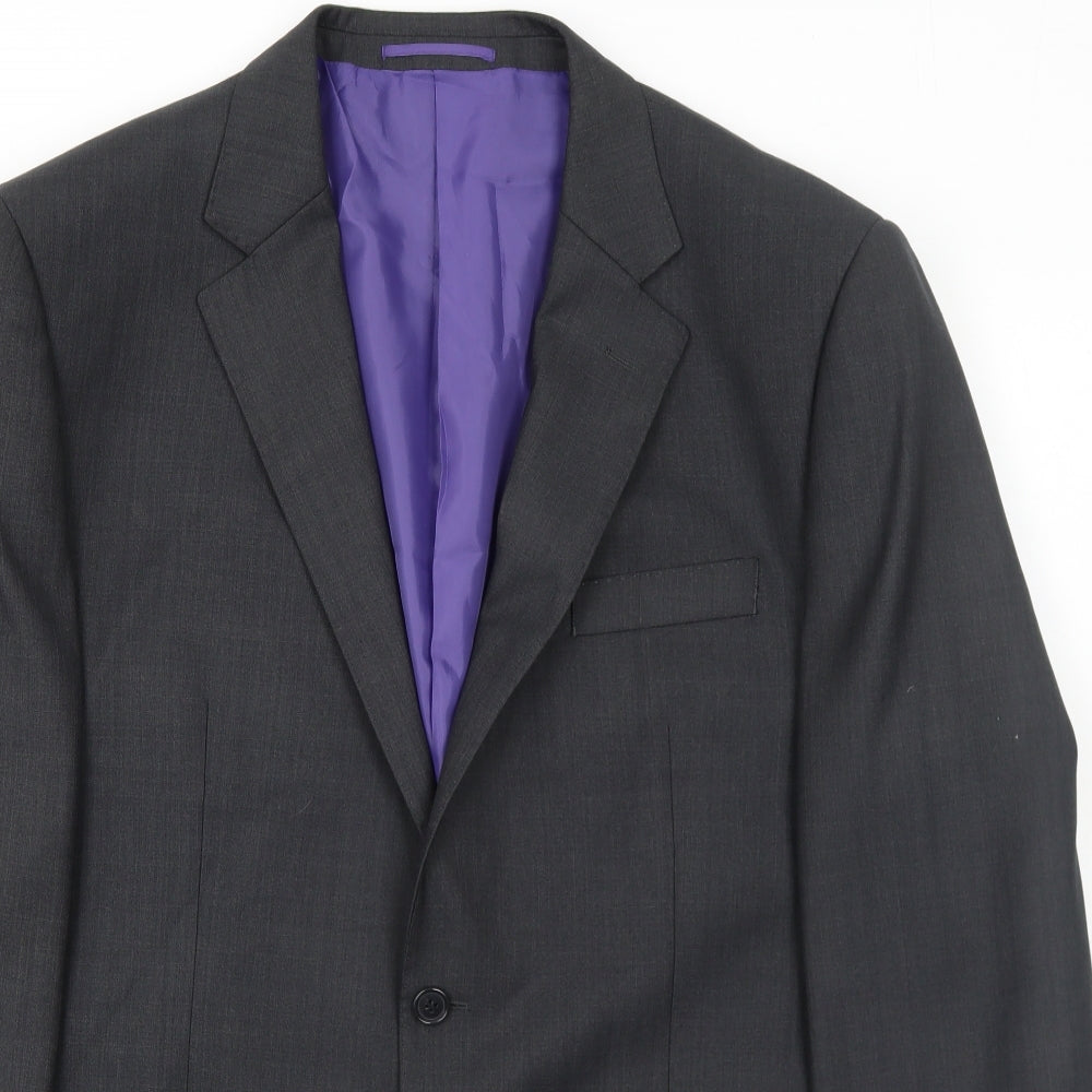 Milan Collection Mens Grey Polyester Jacket Suit Jacket Size 44 Regular