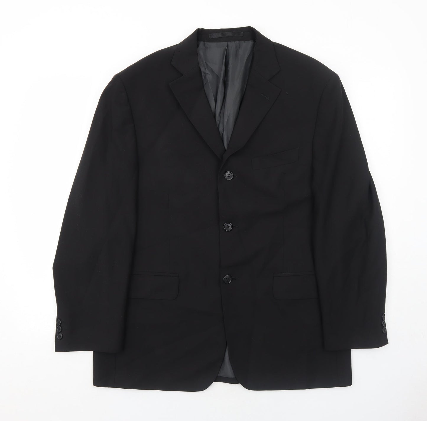 Marks and Spencer Mens Black Polyester Jacket Suit Jacket Size 40 Regular