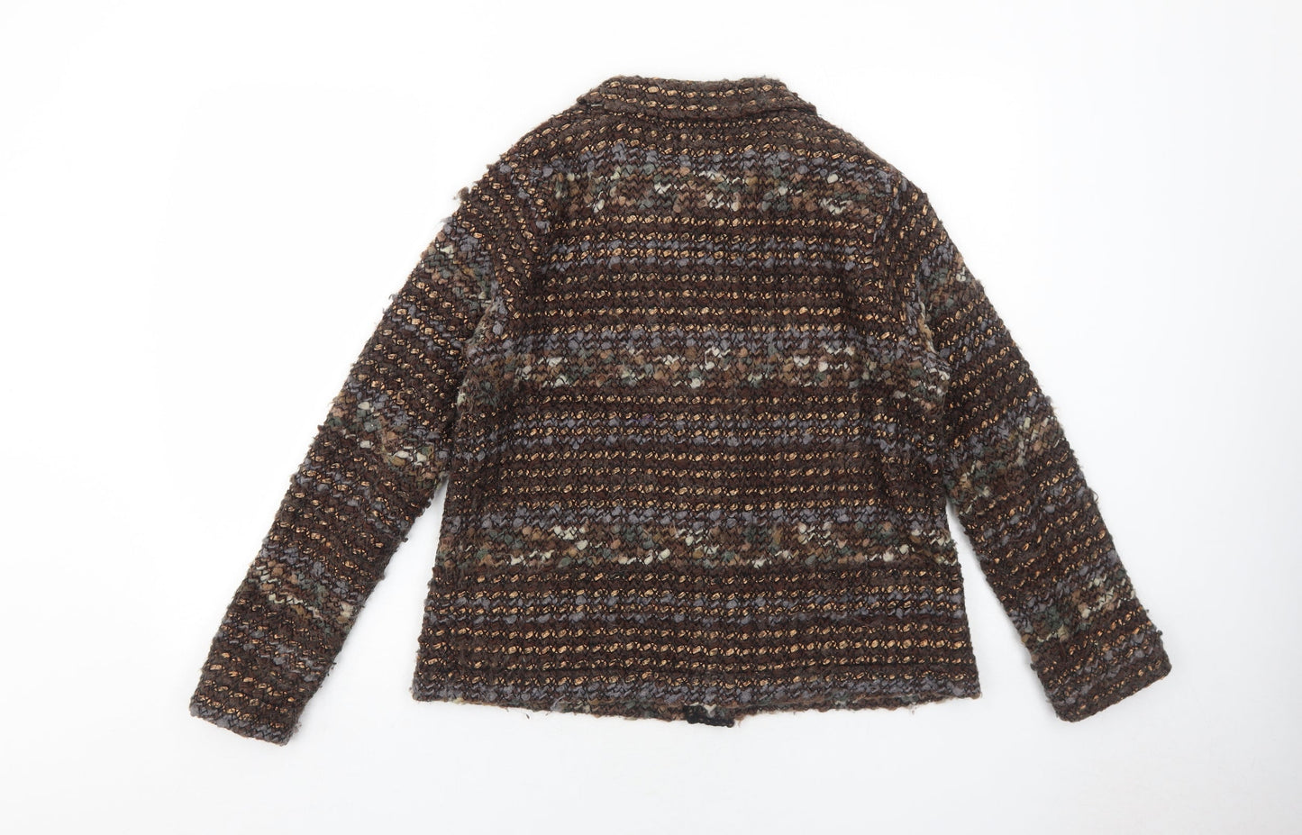 Gharani Strok Womens Brown Geometric Jacket Size XL Zip