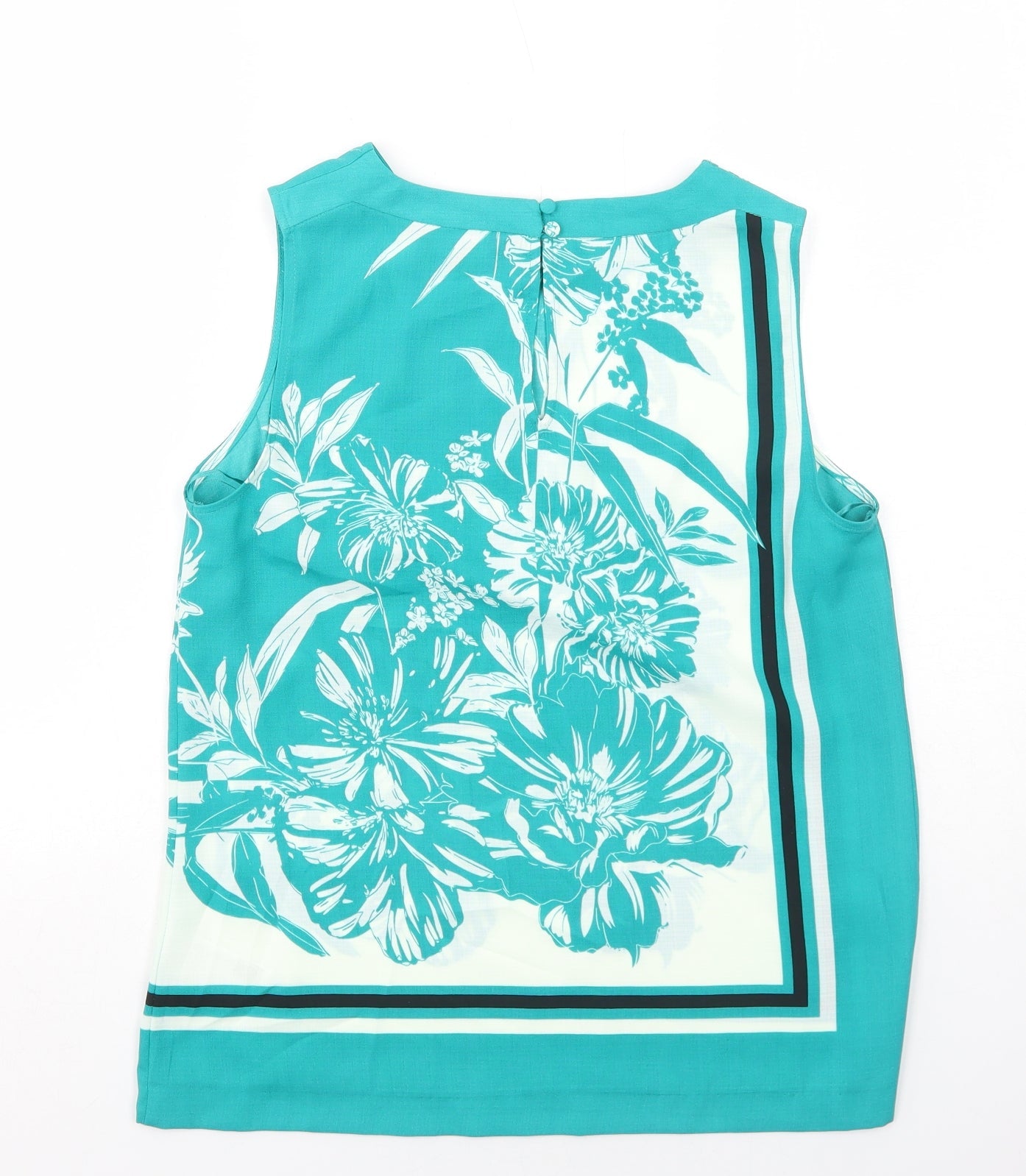 Principles Womens Green Floral Polyester Basic Tank Size 10 Round Neck