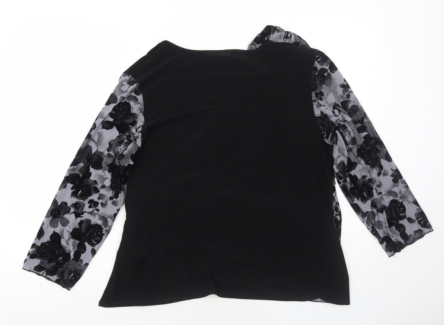Saloos Womens Black Polyester Basic Blouse Size 2XL Round Neck