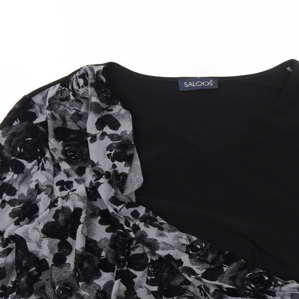 Saloos Womens Black Polyester Basic Blouse Size 2XL Round Neck