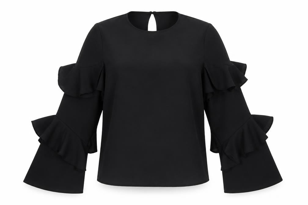 New Look Womens Black Polyester Basic Blouse Size 10 Round Neck