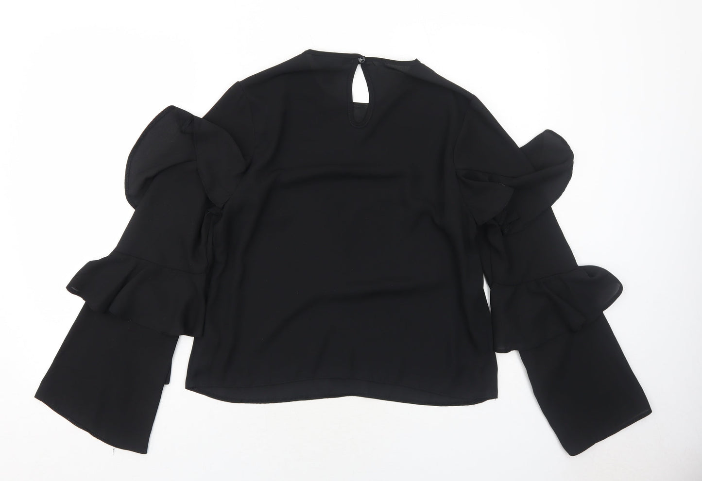 New Look Womens Black Polyester Basic Blouse Size 10 Round Neck