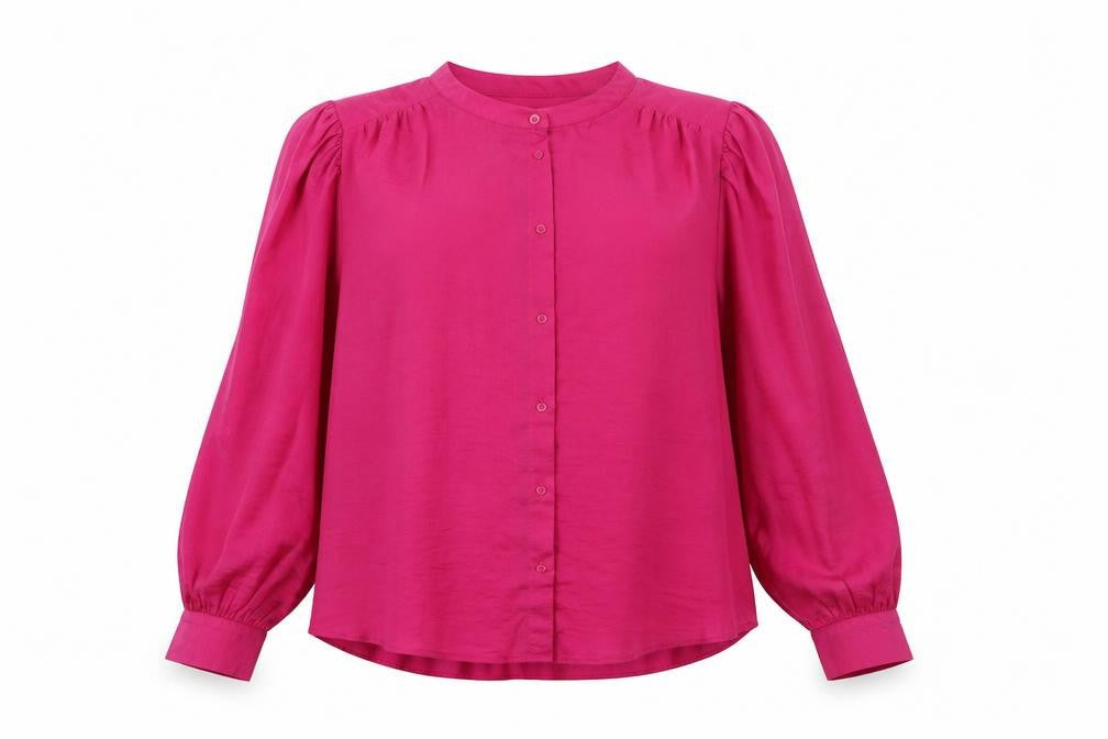 Per Una Womens Pink Polyester Basic Button-Up Size 16 Round Neck