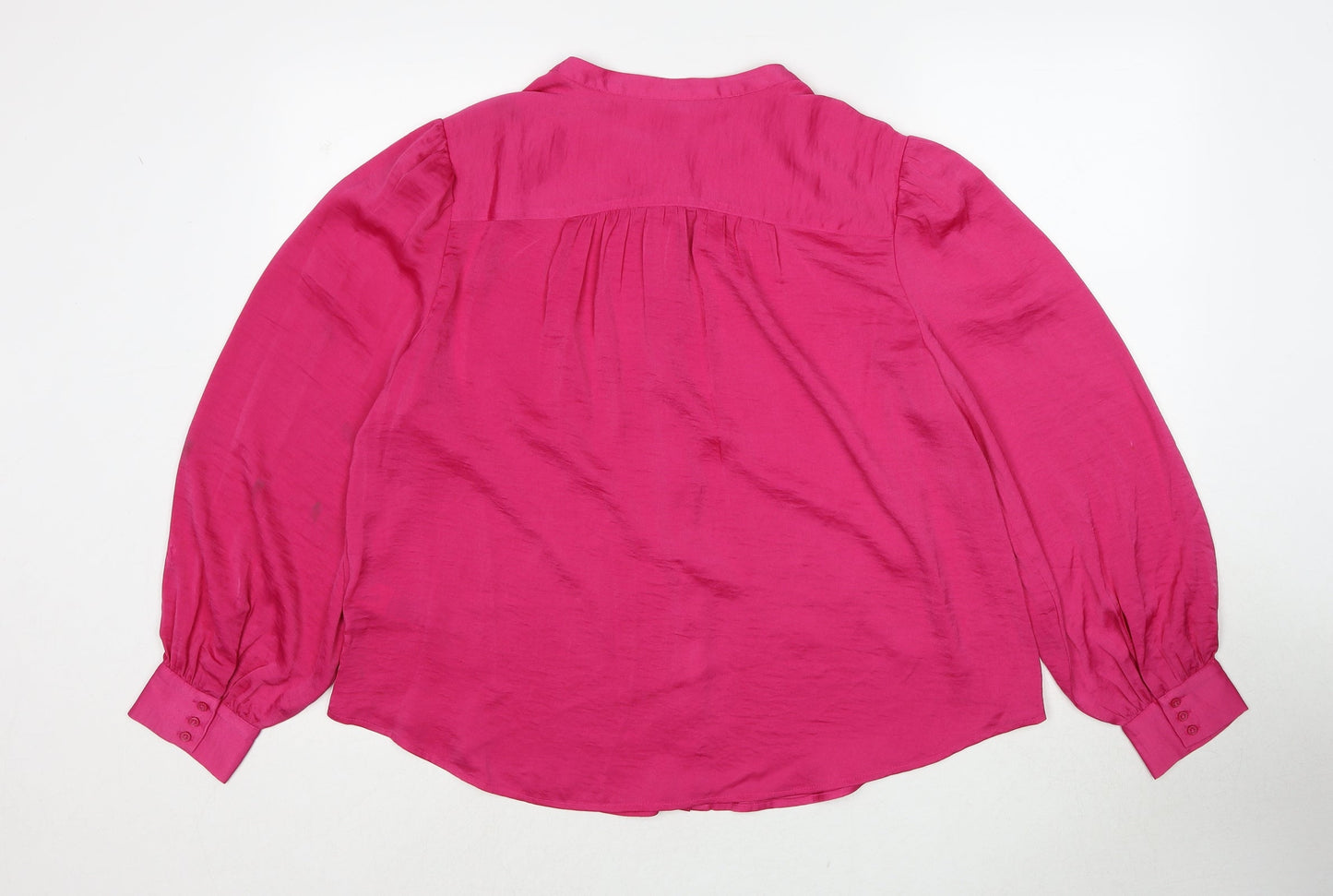 Per Una Womens Pink Polyester Basic Button-Up Size 16 Round Neck
