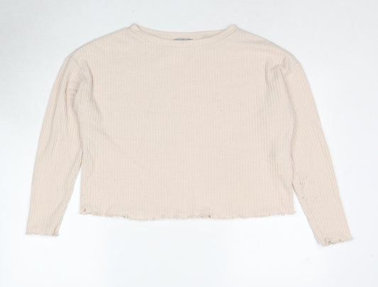 New Look Womens Beige Boat Neck Polyester Pullover Jumper Size S
