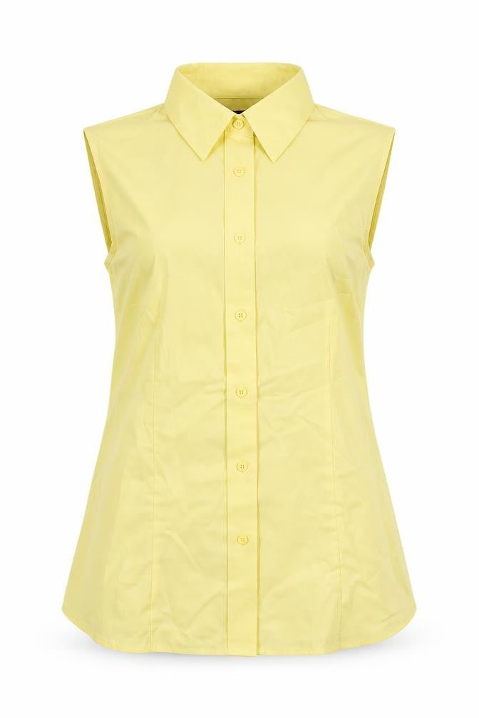 Jones Studio Womens Yellow Cotton Basic Button-Up Size 8 Collared