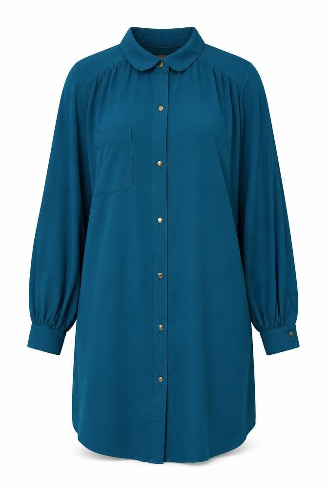 New Look Womens Blue Polyester Shirt Dress Size 8 Collared Button