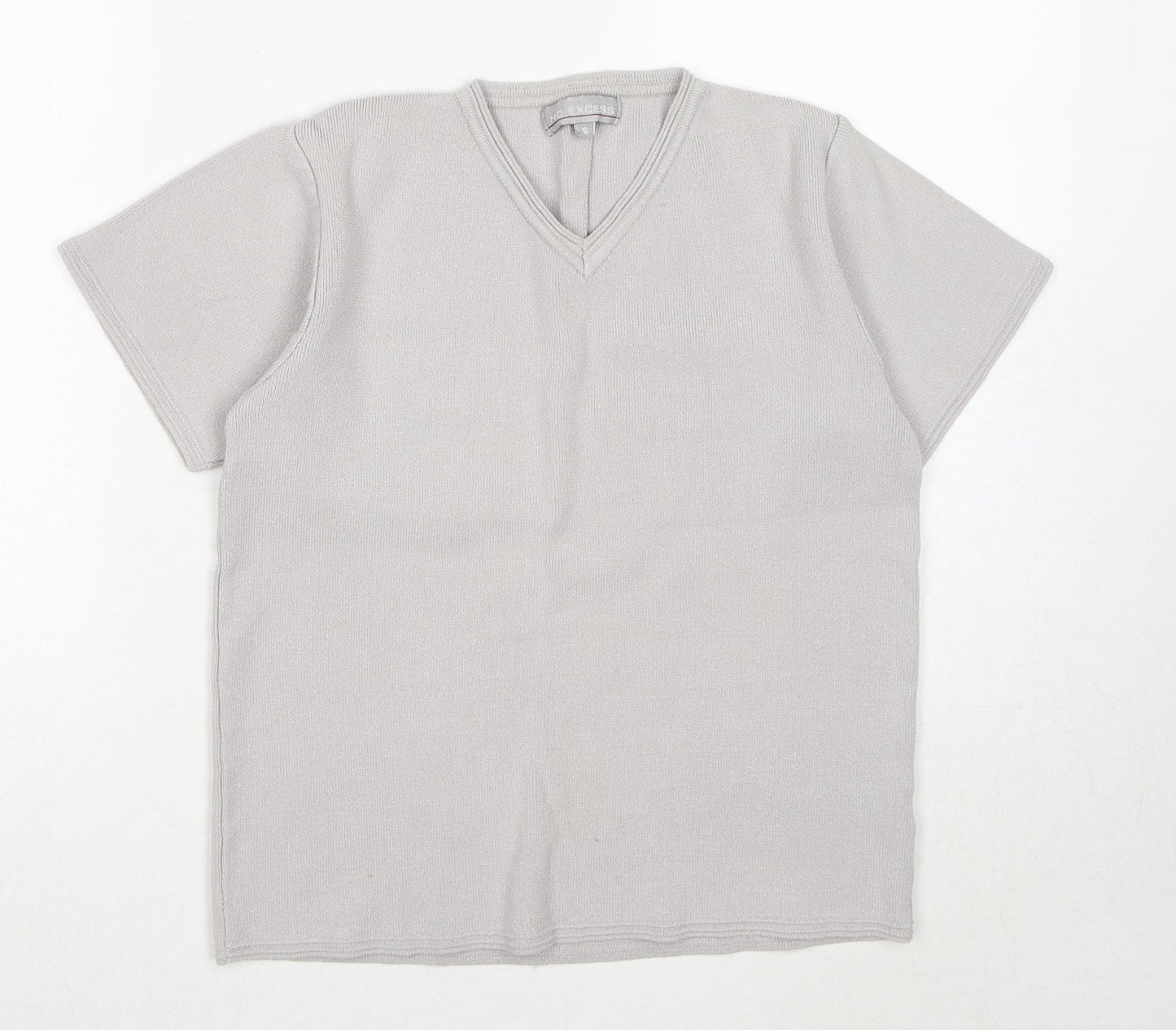 No Excess Womens Grey V-Neck Viscose Pullover Jumper Size S