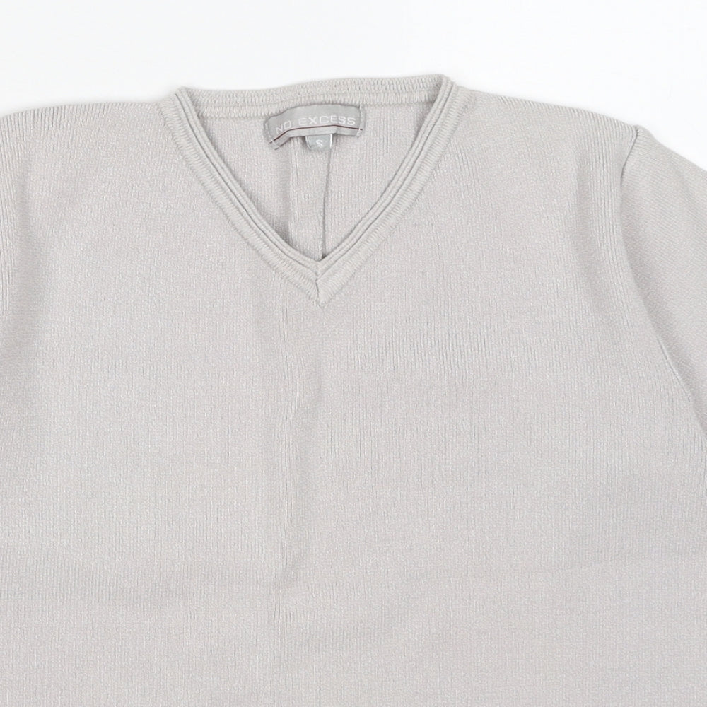 No Excess Womens Grey V-Neck Viscose Pullover Jumper Size S