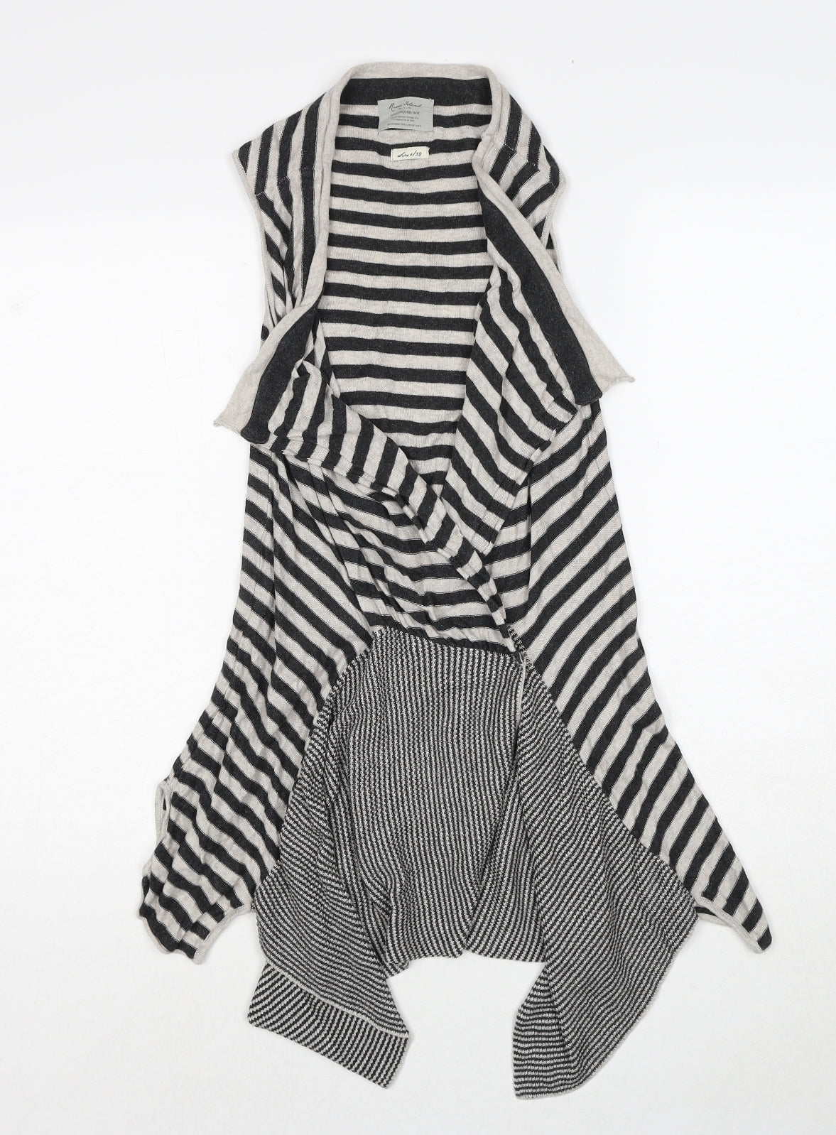 River Island Womens Black V-Neck Striped Cotton Cardigan Jumper Size 6