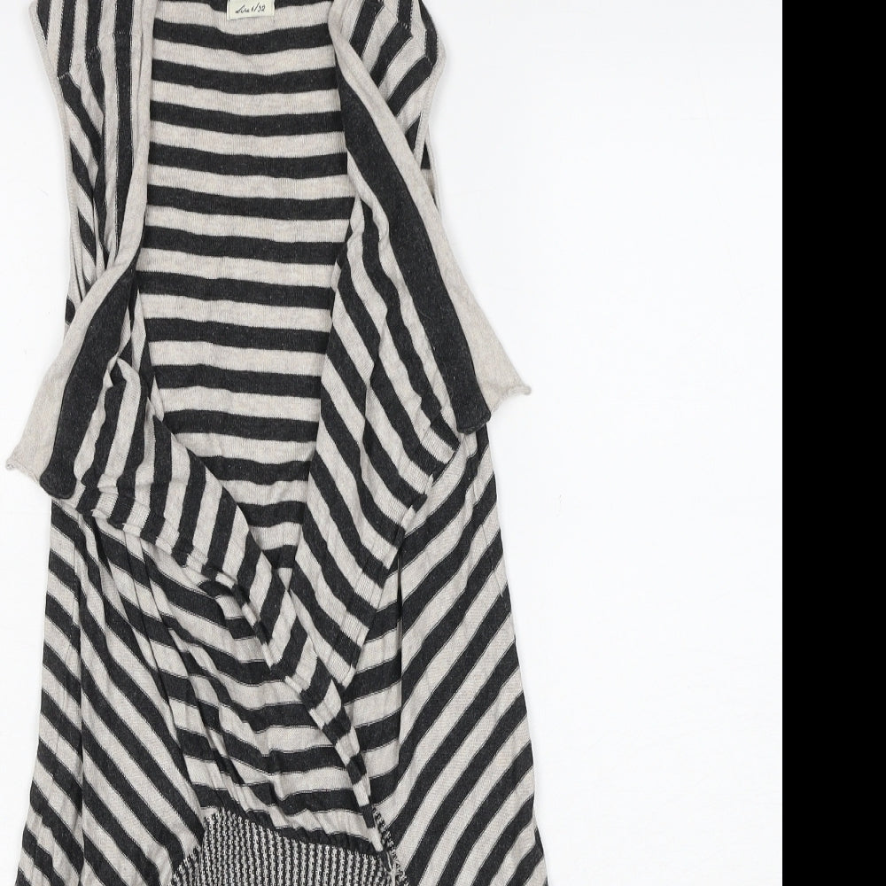 River Island Womens Black V-Neck Striped Cotton Cardigan Jumper Size 6