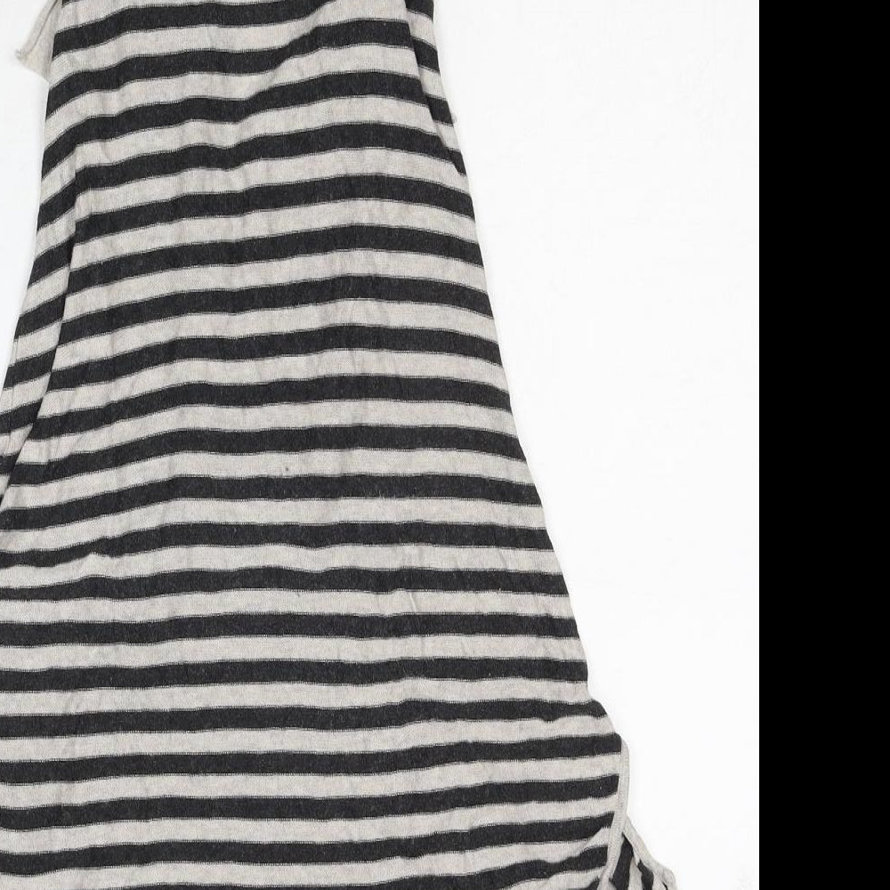 River Island Womens Black V-Neck Striped Cotton Cardigan Jumper Size 6