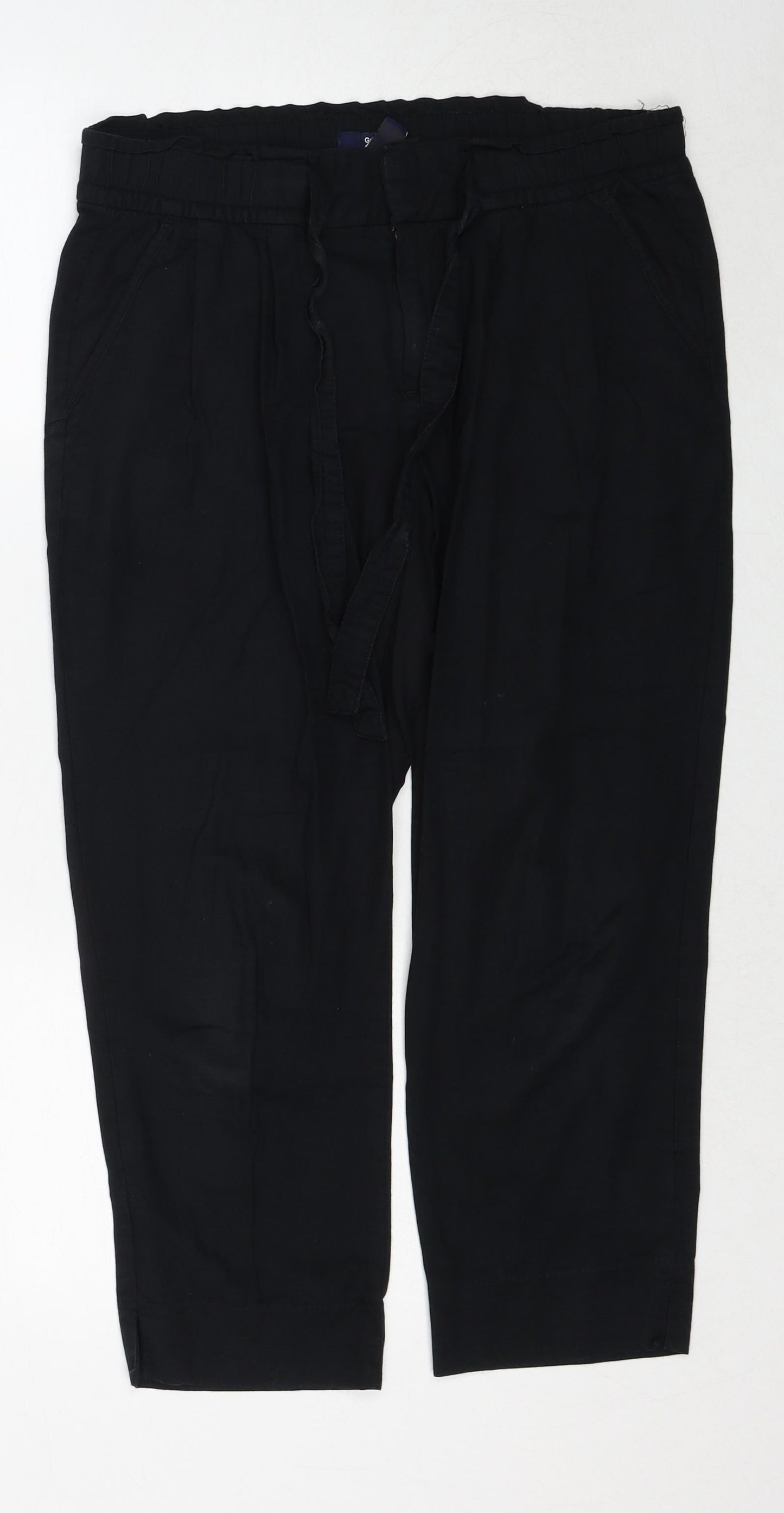 Gap Womens Black Cotton Trousers Size 6 Regular Drawstring