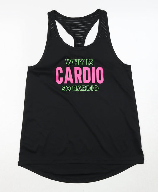 Takiboo Womens Black Polyester Pullover Tank Size S Scoop Neck Pullover - Slogan