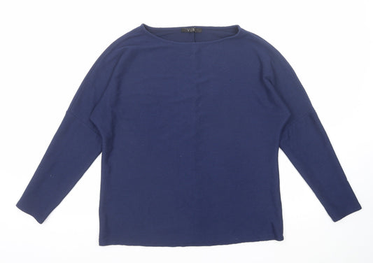 Very Womens Blue Round Neck Polyester Pullover Jumper Size 14
