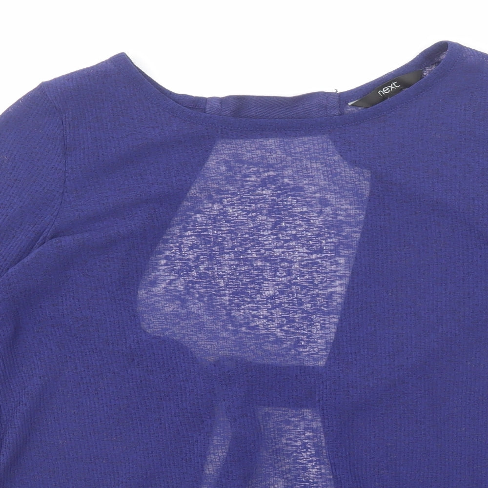 NEXT Womens Blue Polyester Basic Blouse Size 6 Round Neck - Open Back