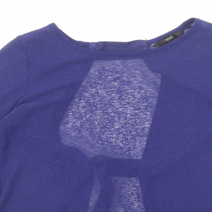 Next Womens Blue Polyester Basic Blouse Size 6 Round Neck - Open Back