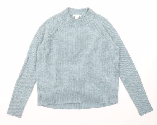 H&M Womens Blue Round Neck Acrylic Pullover Jumper Size S
