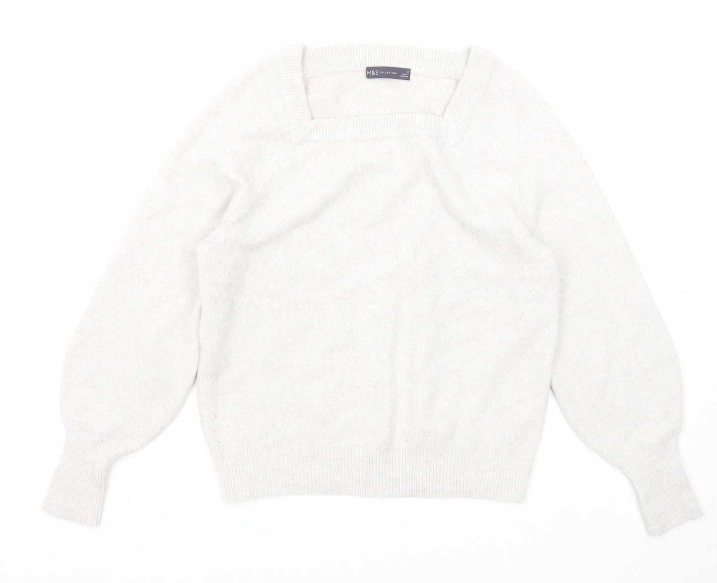 Marks and Spencer Womens Ivory Square Neck Polyester Pullover Jumper Size M