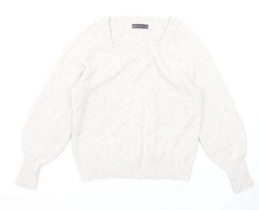 Marks and Spencer Womens Ivory Square Neck Polyester Pullover Jumper Size M