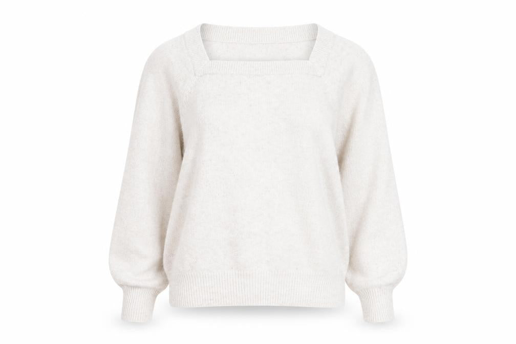 Marks & Spencer Womens Ivory Square Neck Polyester Pullover Jumper Size M