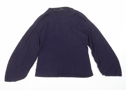 Topshop Womens Blue Round Neck Viscose Pullover Jumper Size 10