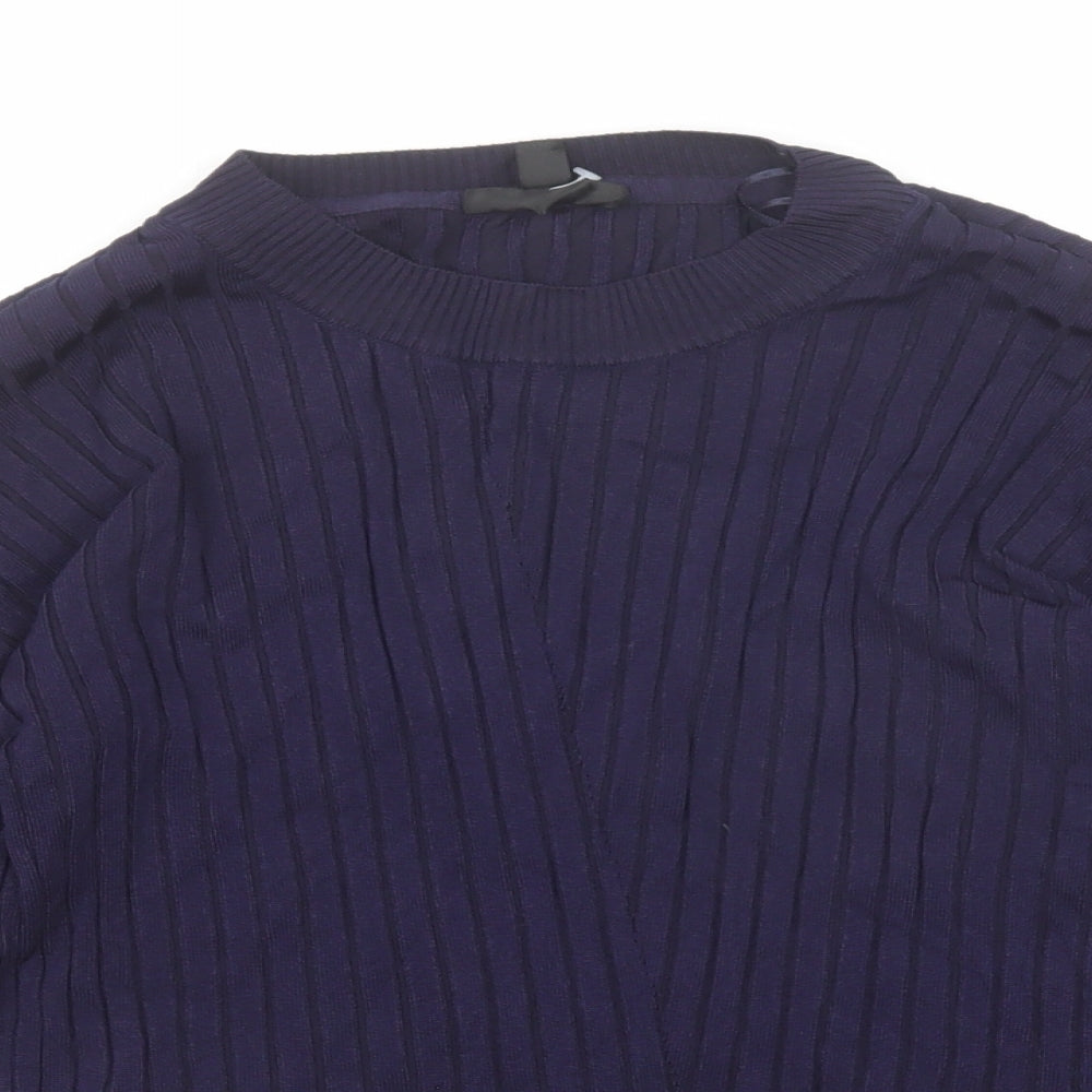 Topshop Womens Blue Round Neck Viscose Pullover Jumper Size 10