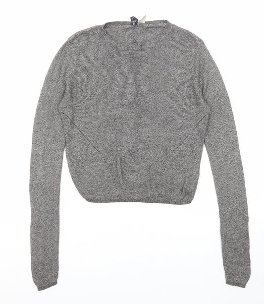 Divided by H&M Womens Black Round Neck Acrylic Pullover Jumper Size L