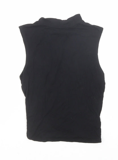 Nasty Gal Womens Black Polyester Basic Tank Size XS Mock Neck