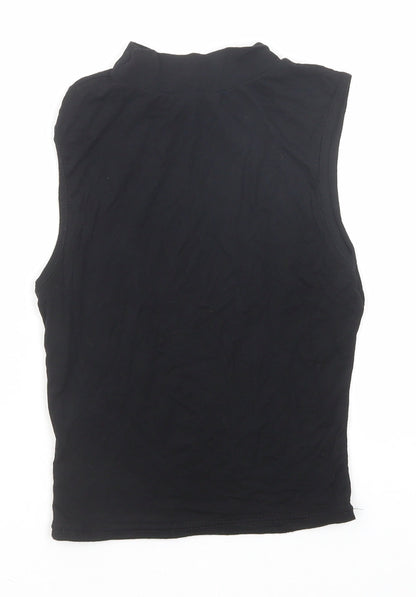 Nasty Gal Womens Black Polyester Basic Tank Size XS Mock Neck