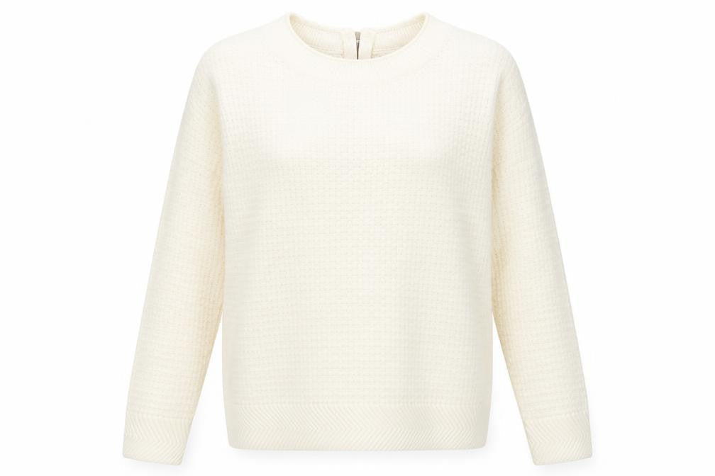 Sfera Womens White Round Neck Acrylic Pullover Jumper Size M