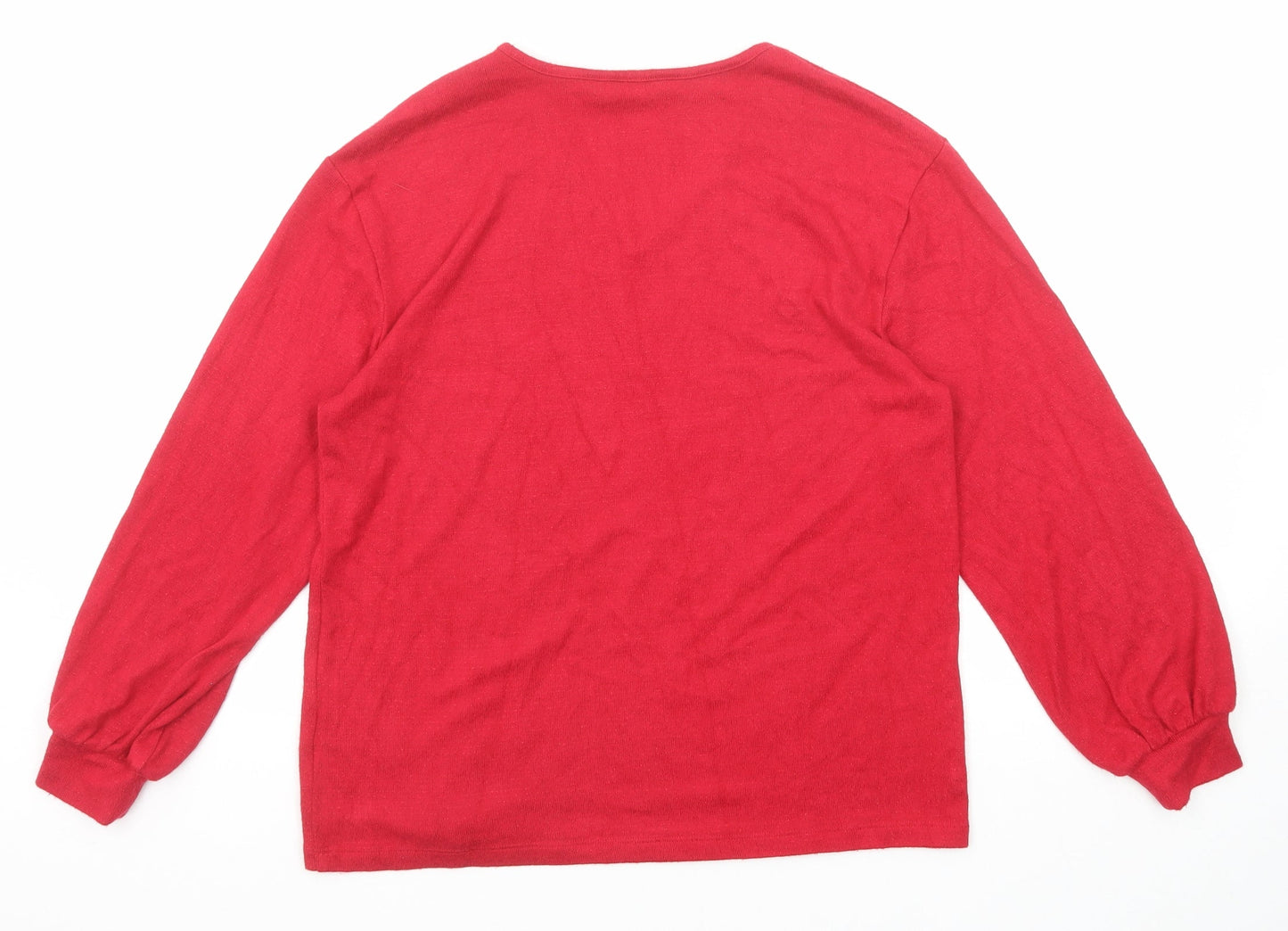 Marks and Spencer Womens Red V-Neck Viscose Pullover Jumper Size 10