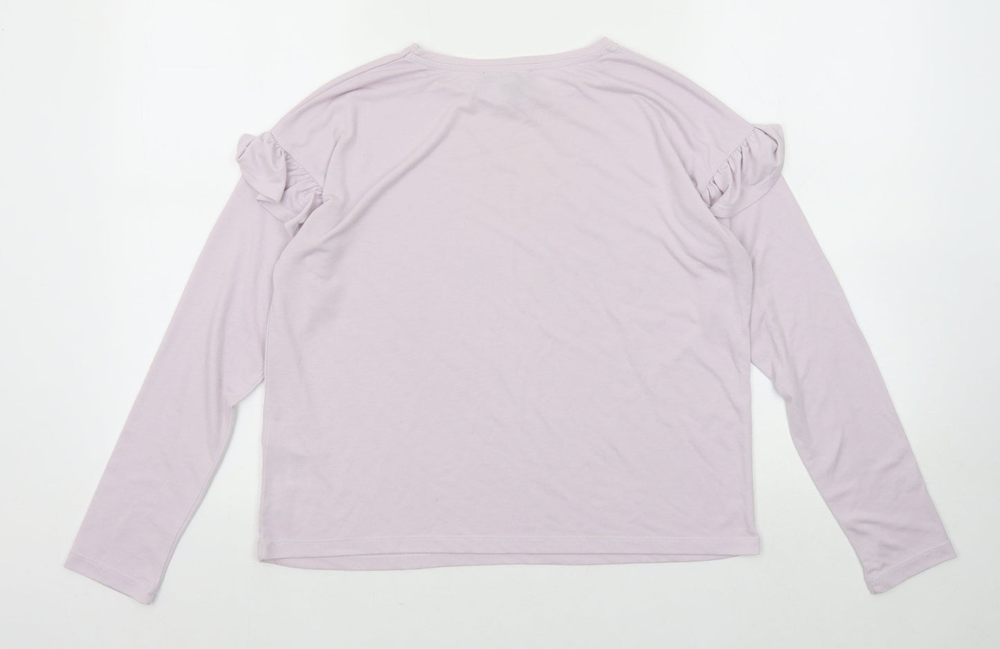 New Look Womens Purple Polyester Basic T-Shirt Size 6 Round Neck