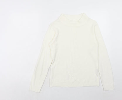Next Womens Ivory Mock Neck Acrylic Pullover Jumper Size 8