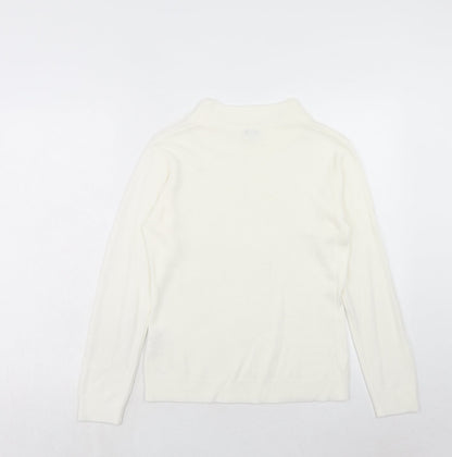 Next Womens Ivory Mock Neck Acrylic Pullover Jumper Size 8