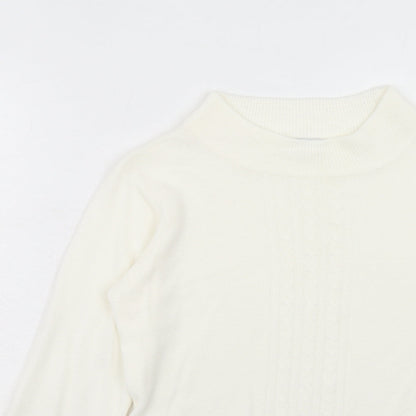 Next Womens Ivory Mock Neck Acrylic Pullover Jumper Size 8