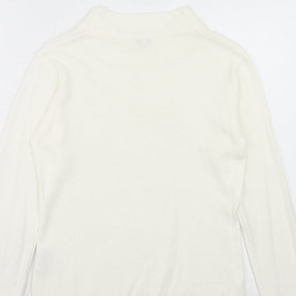 Next Womens Ivory Mock Neck Acrylic Pullover Jumper Size 8