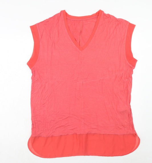 Avon Womens Pink Viscose Basic T-Shirt Size 18 V-Neck