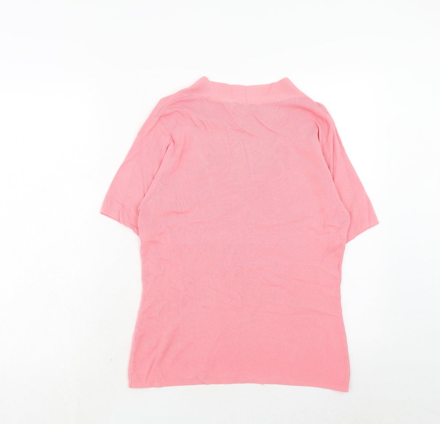 Laura Scott Womens Pink V-Neck Viscose Pullover Jumper Size M
