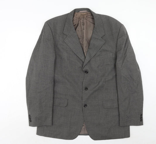 Burton Mens Grey Geometric Wool Jacket Suit Jacket Size 44 Regular