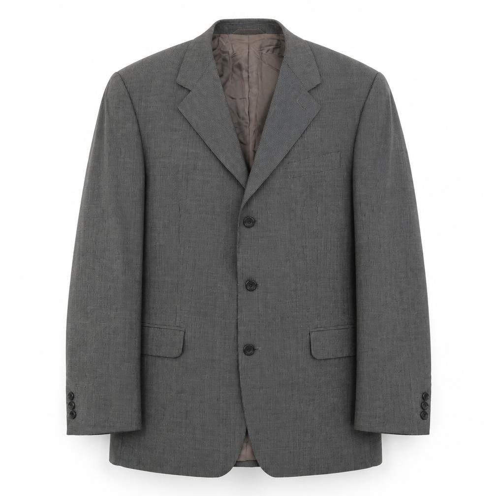 Burton Mens Grey Geometric Wool Jacket Suit Jacket Size 44 Regular
