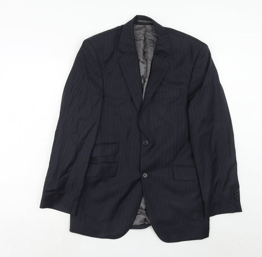John Lewis Mens Blue Striped Wool Jacket Suit Jacket Size 38 Regular