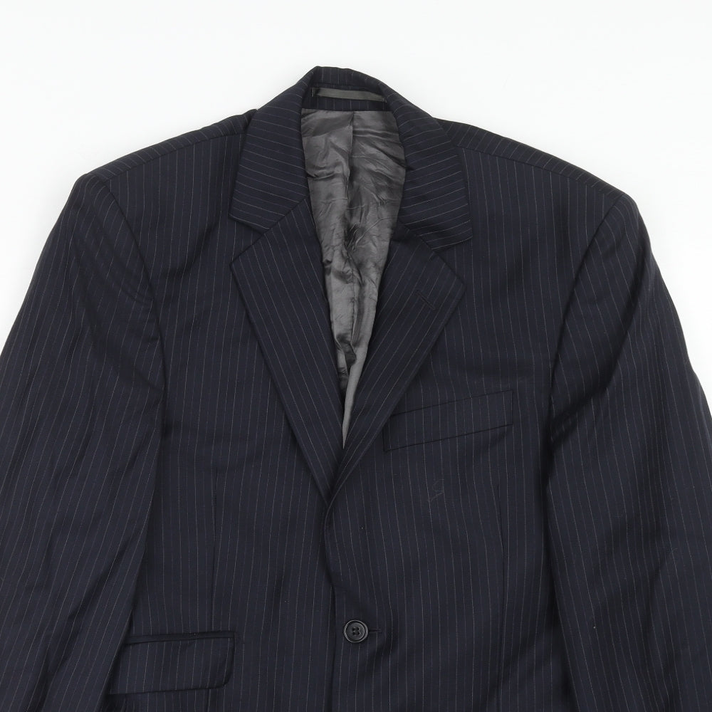 John Lewis Mens Blue Striped Wool Jacket Suit Jacket Size 38 Regular
