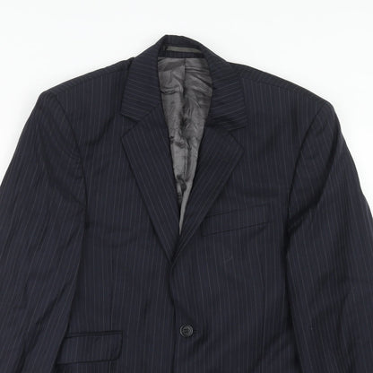 John Lewis Mens Blue Striped Wool Jacket Suit Jacket Size 38 Regular