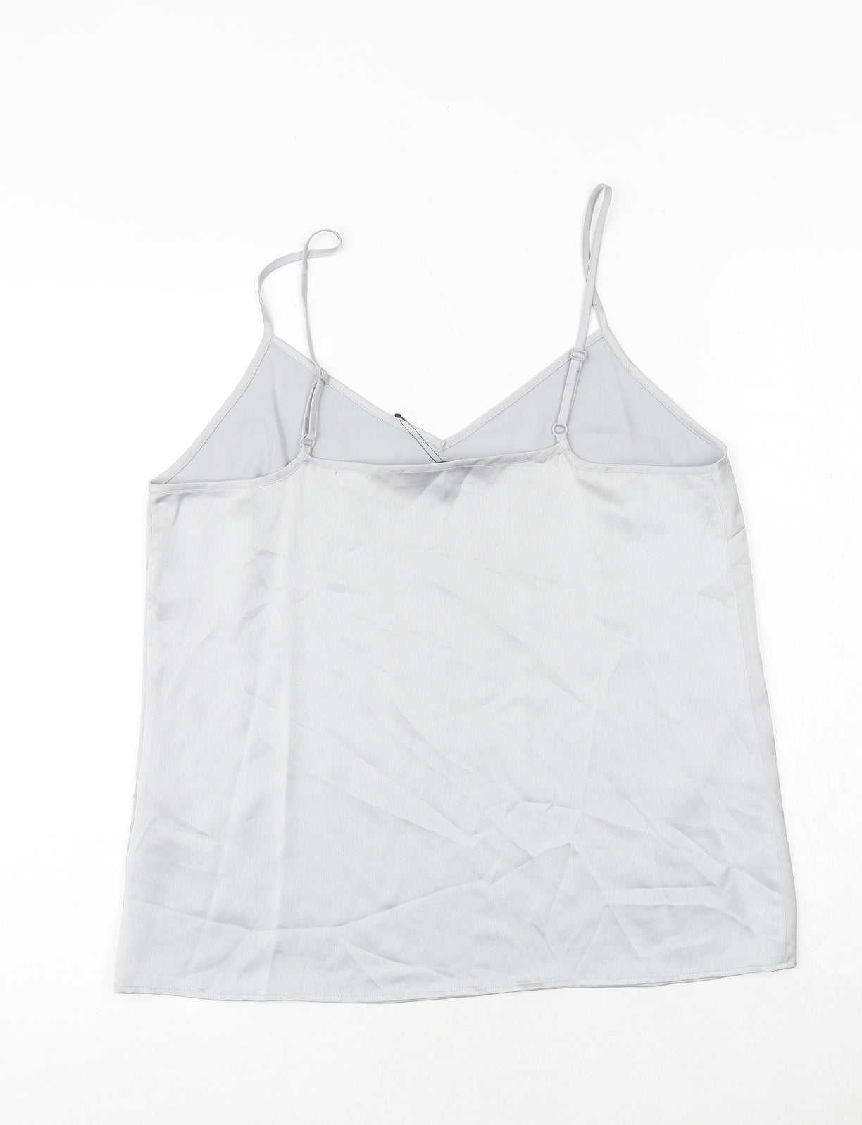 Marks and Spencer Womens Silver Polyester Basic Tank Size 12 V-Neck