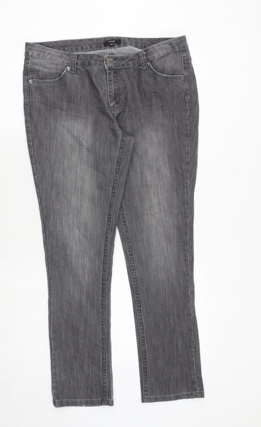 Therapy Womens Grey Cotton Skinny Jeans Size 16 Extra-Slim Zip
